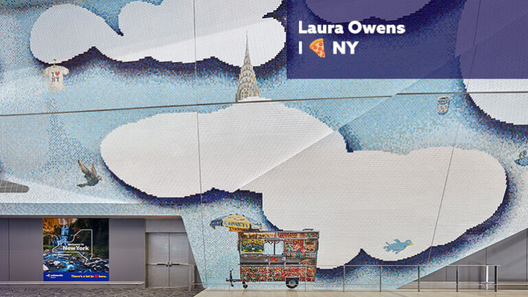 Laura Owens' "I slice NY" art installation at LaGuardia's Terminal B